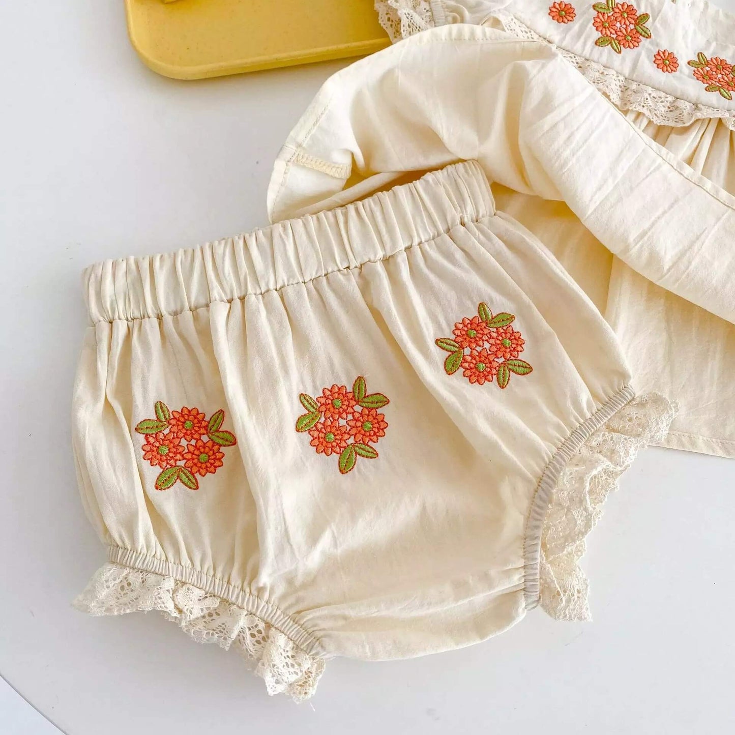 Cute Embroidered Top & Matching Bloomers,6M to 3T.