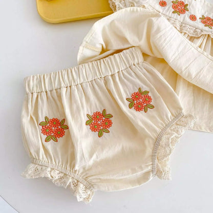 Cute Embroidered Top & Matching Bloomers,6M to 3T.