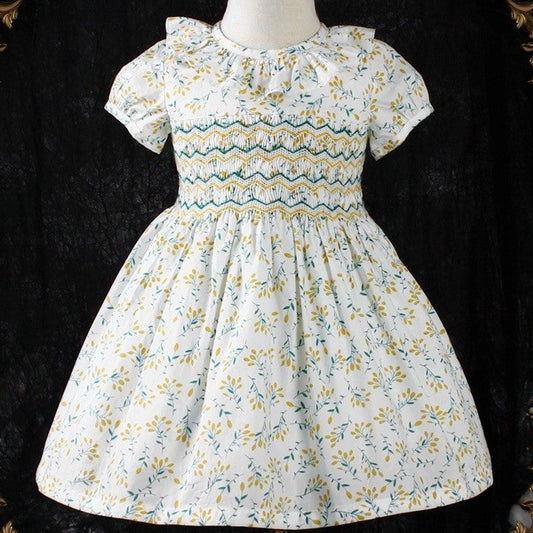 Floral Hand Smocked Dress,12M to 6T.