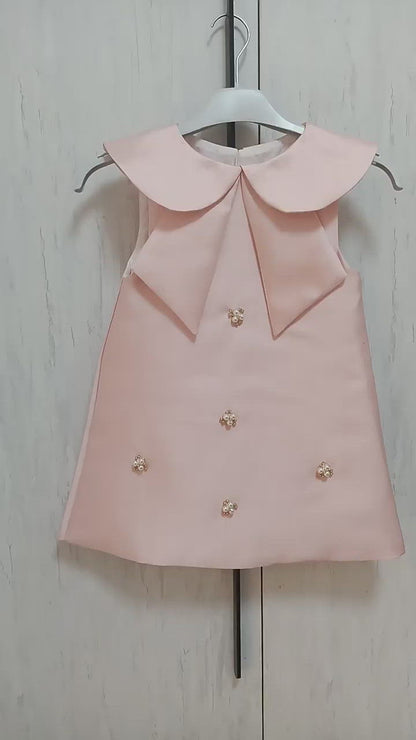 Red/Pink Sleeveless Dress With Pearls,12M to 10T.