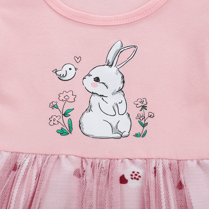 Cute Bunny Print Easter Dress,2T to 6T.