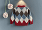 Unisex Cozy O-Neck Sweater,Red/White,3T to 7T.