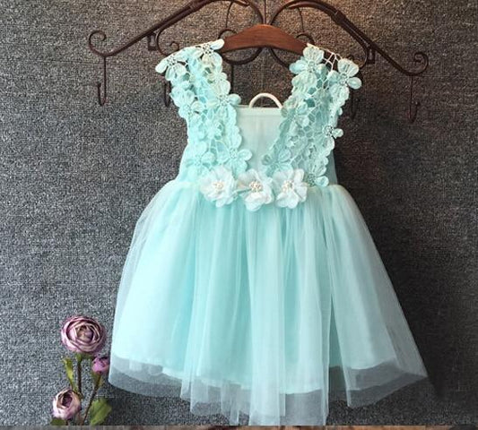 Pearl Lace Flower Gown Fancy Dress - Dream Town Store