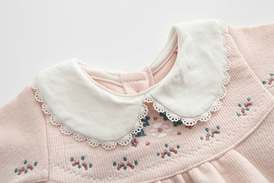 Cute Peter Pan Collar Embroidered Dress,9M to 24M.