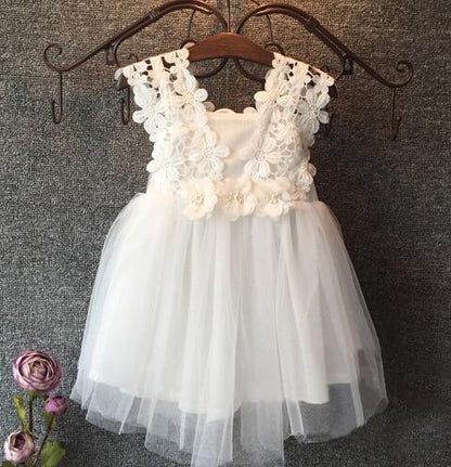 Pearl Lace Flower Gown Fancy Dress - Dream Town Store