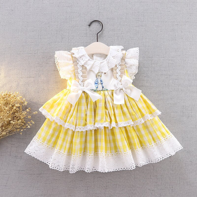 Pretty Yellow Easter Bunny Dress,2T to 6T.