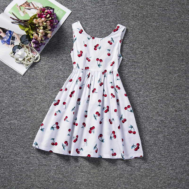 Summer Casual Dress, Berry Print, Navy Blue/White, Cotton Mix - Dream Town Store