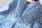 Cute Embroidered Lace Dress,Blue/White,3T to 8T.