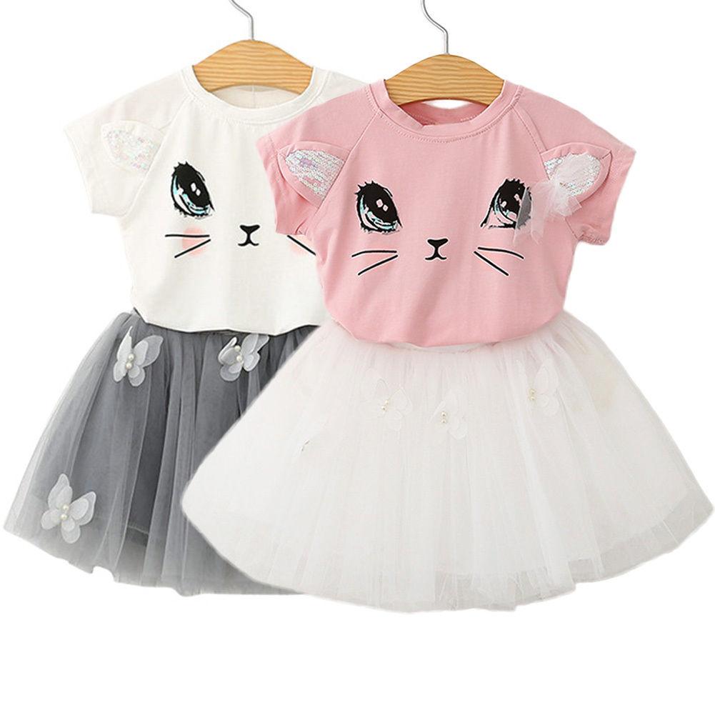 Cat Print Short Sleeve T-shirt & Tutu Skirt - Dream Town Store