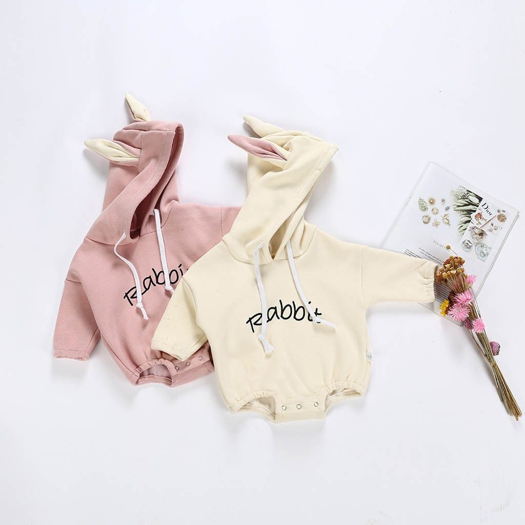 Girl Boy Rabbit Sweatshirt Romper - Dream Town Store