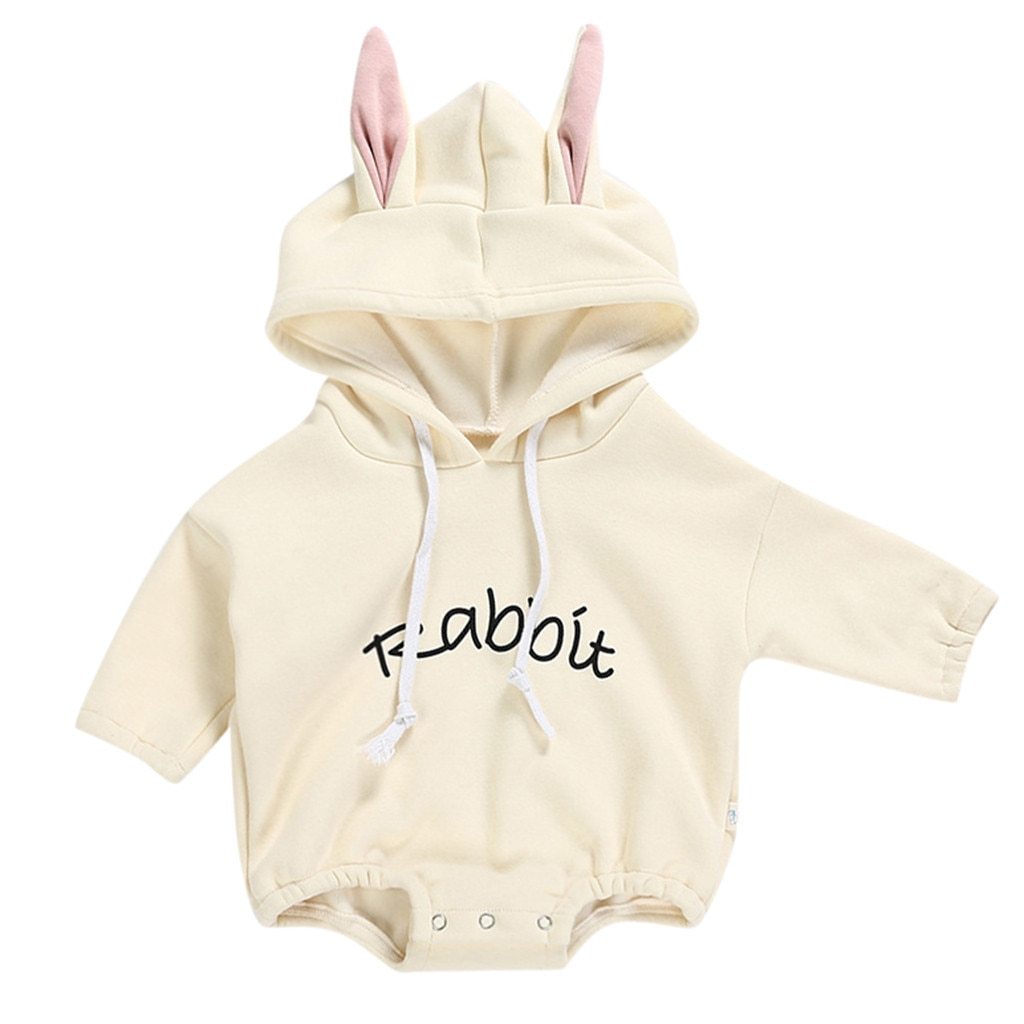 Girl Boy Rabbit Sweatshirt Romper - Dream Town Store