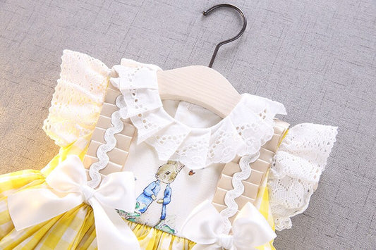 Pretty Yellow Easter Bunny Dress,2T to 6T.