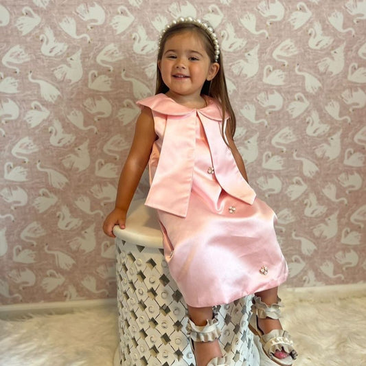 Red/Pink Sleeveless Dress With Pearls,12M to 10T.