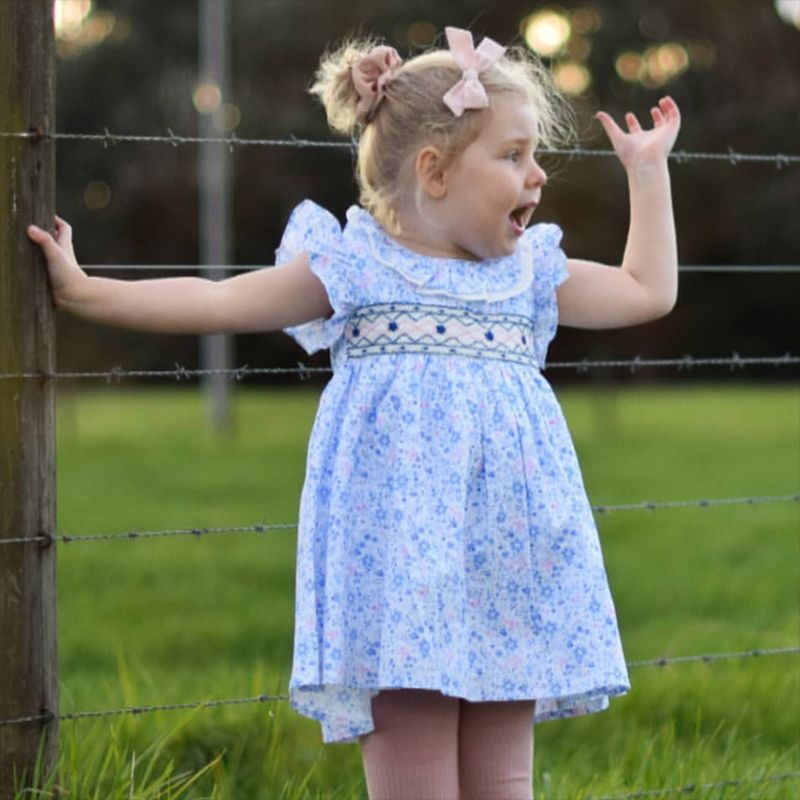 Gorgeous Hand Smocked Dress With Ruffle Sleeves,12M to 6T