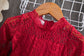 Girls Flower Red Lace Party Dress - Dream Town Store