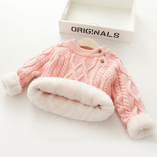 Extra Warm & Thick Knitted Sweater,Red/White/Pink/Brown/Blue,9M to 3T.