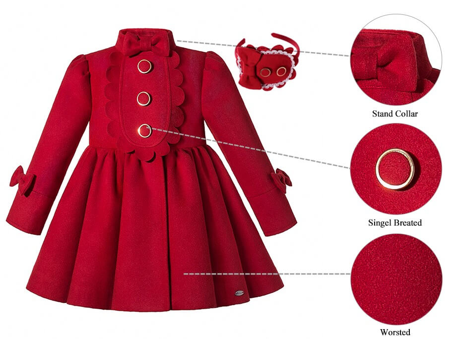 Premium Coat With Headband,Red/Blue,12M to 12T.