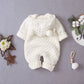 Children's Fur Ball Hooded Knitted One-piece Romper,6M to 24M.
