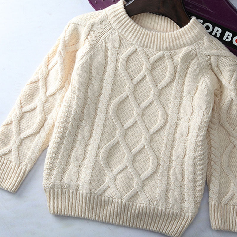Unisex Knitted Warm Sweater For Kids,White/Red/Blue/Brown,2T to 10T.