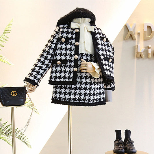 B/W Coat & Skirt Set,2T to 7T.