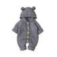 Children's Fur Ball Hooded Knitted One-piece Romper,6M to 24M.