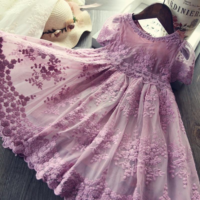 Baby Girls Dress, Lace Embroidery, Size 3-8T, - Dream Town Store
