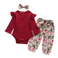 Ruffle Romper For Girls With Pants & Headband, Cotton, 3M to 24M. - Dream Town Store