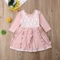 Cute Pink Ruffle Fall Dress, 3Y to 7Y.