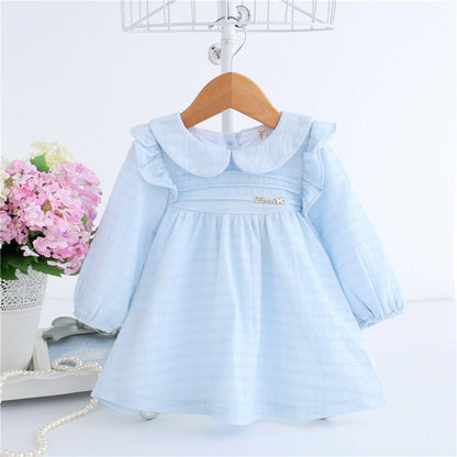 Newborn Baby Dress, Cotton, Blue/Pink, 0-2Y - Dream Town Store