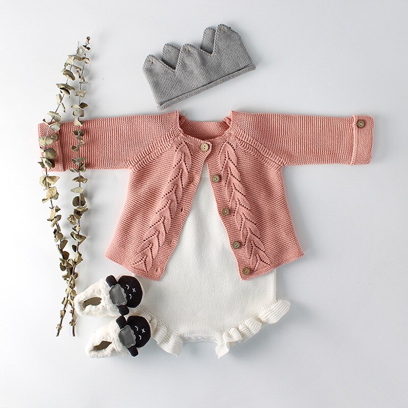 Knitted Baby Romper & Sweater/Cardigan,Cotton,0M to 24M.