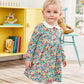 Floral Peter Pan Collar Dress,Cotton,2T to 7T.