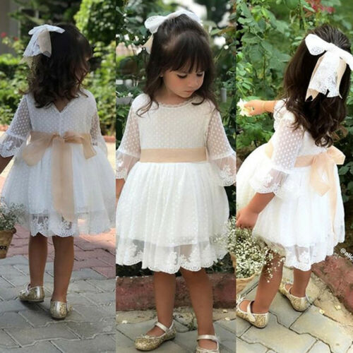 Lovely Casual/Party Summer Flower Girl Dress, White,3M to 5Y.