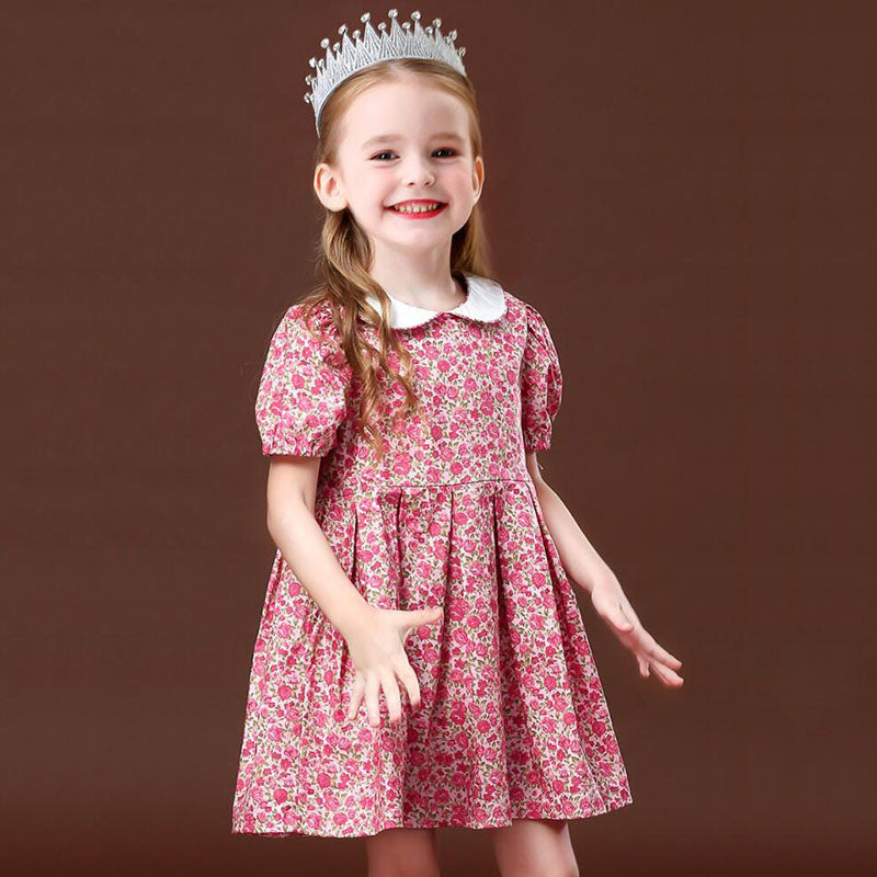 Cute Floral Print Peter Pan Collar Dress,2T to 6T 2T Cute Floral Print Peter Pan Collar Dress,2T to 6T 2T