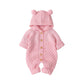 Children's Fur Ball Hooded Knitted One-piece Romper,6M to 24M.
