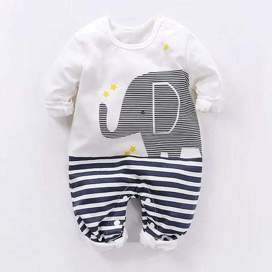 Cute Elephant Print Romper, 6M to 18M.