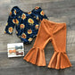 Floral Tops Romper & Velvet Long Pants,0 to 24 M.