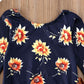Floral Tops Romper & Velvet Long Pants,0 to 24 M.