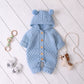 Children's Fur Ball Hooded Knitted One-piece Romper,6M to 24M.