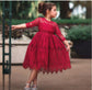 Girls Flower Red Lace Party Dress - Dream Town Store