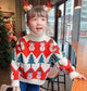 Christmas Theme Turtlenecks, Red/Beige,2T to 8T