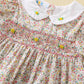 Cute Floral Hand Smocked Dress,Pink/Blue,12M to 5T.