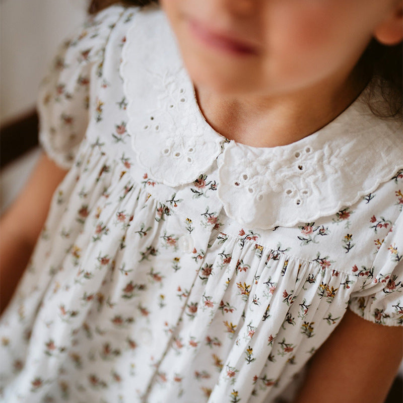 Cute Floral Dress With Lace Collar,12M to 6T.