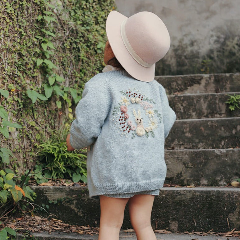 Pure wool hand embroidered cardigan,2T to 7T.