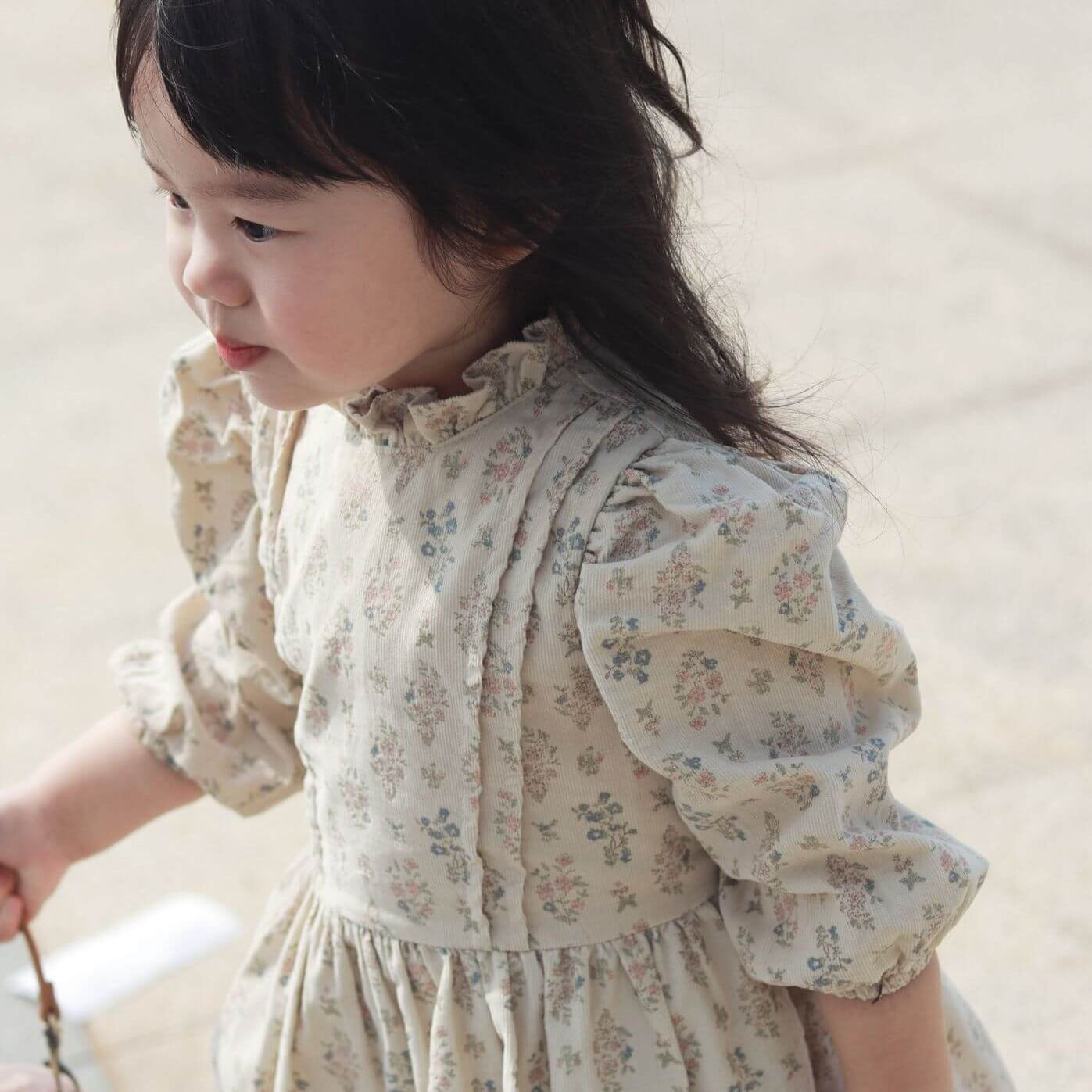 French Style Floral Corduroy Dress,12M to 6T.