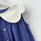 Adorable Scallop Collar Stripped Dress,2T to 8T.