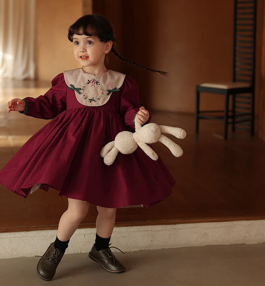 Holidays Embroidered Twirl Dress,12M to 8T.