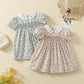 Cute Floral Hand Smocked Dress,Pink/Blue,12M to 5T.