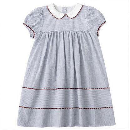 Classic Stripped Peter Pan Collar Dress,4T to 12T