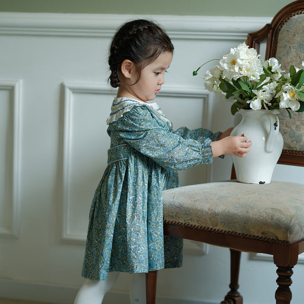 Floral Hand Smocked Dress,12M to 7T.