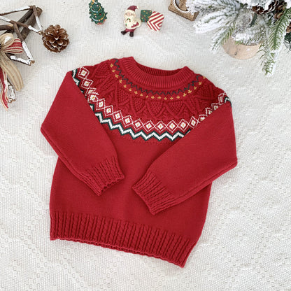 Cute Christmas Unisex Sweater,Red/White,2T to 8T.